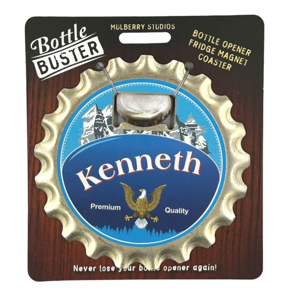 Kenneth Bottle Buster Bottle Opener Fridge Magnet Coaster Pre-Personalized
